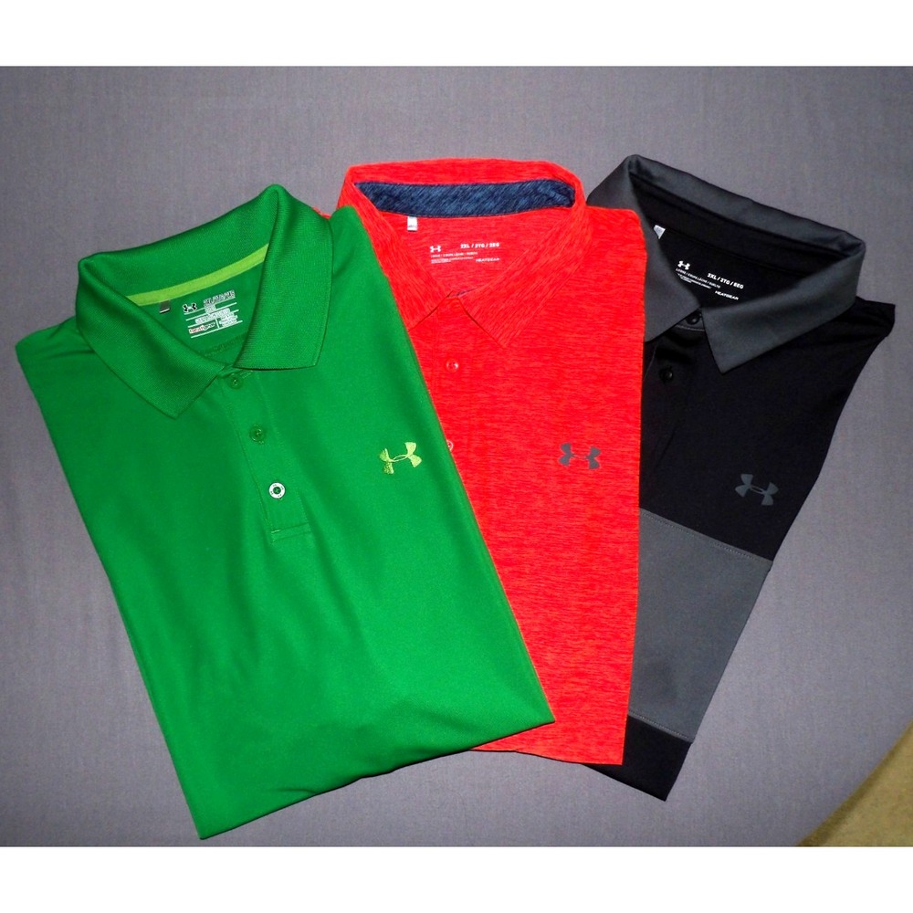 Lot of 3~ Under Armour Stretch Performance Polo Golf‎ Shirts Men's XXL